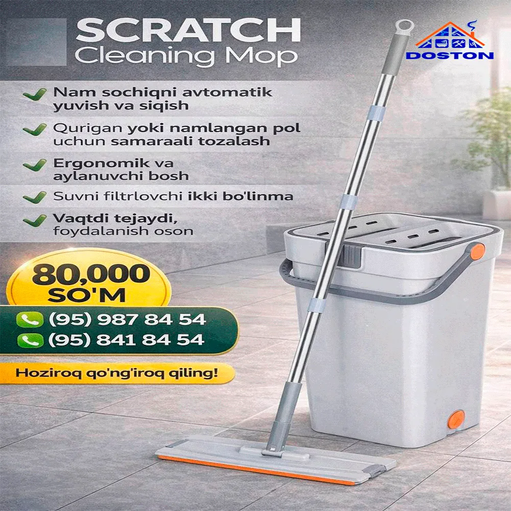 🧹 SCRATCH Cleaning Mop – uyingizni oson va tez tozalang!