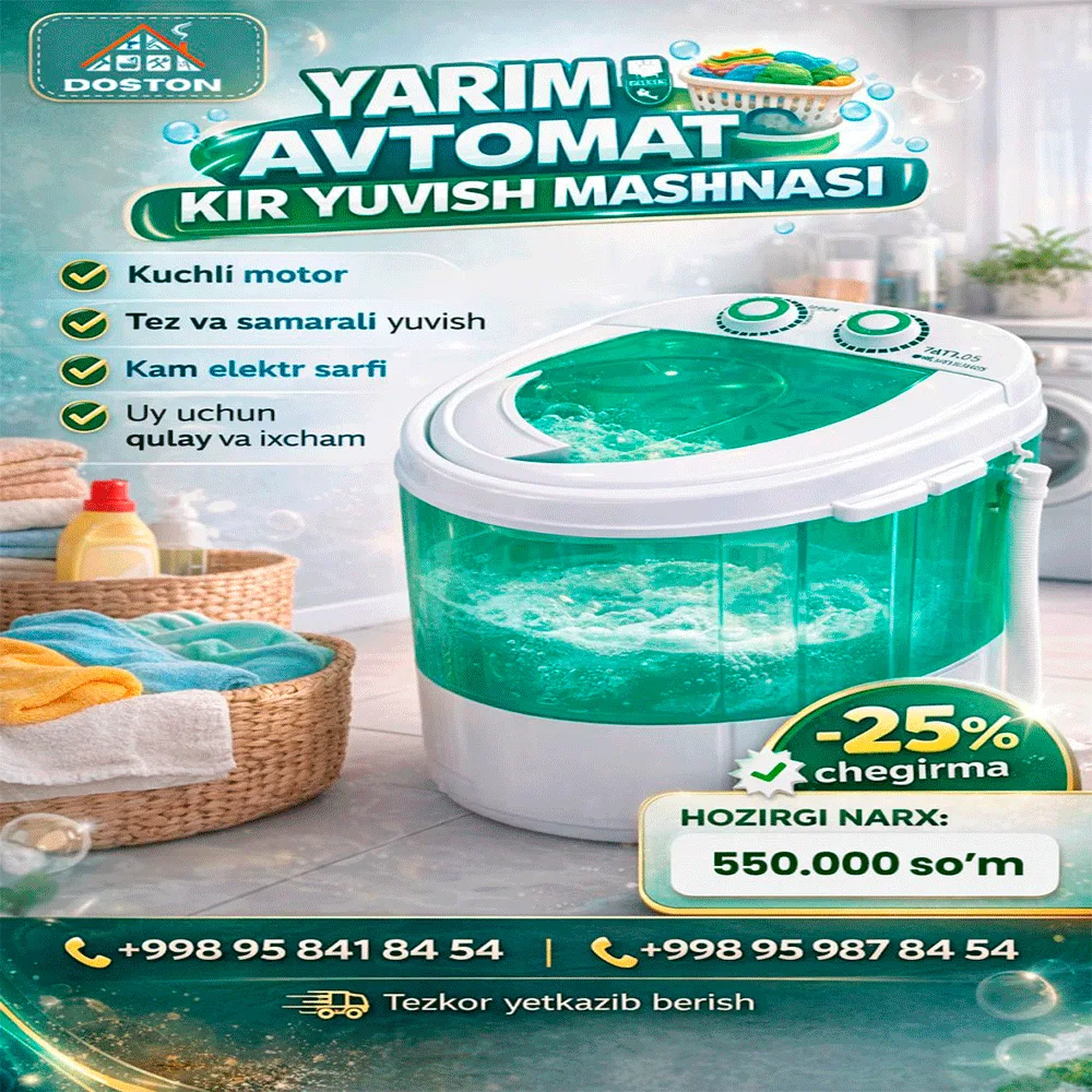 Sifatli va qulay yarim avtomat kir yuvish mashinasi